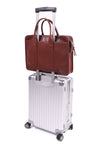 Frank Clegg x WJ & Co. Bound Edge Zip-Top Briefcase in Chestnut Tumbled Leather