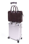 Frank Clegg x WJ & Co. Bound Edge Zip-Top Briefcase in Chocolate Tumbled Leather