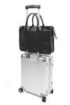 Frank Clegg x WJ & Co. Bound Edge Zip-Top Briefcase in Black Tumbled Leather