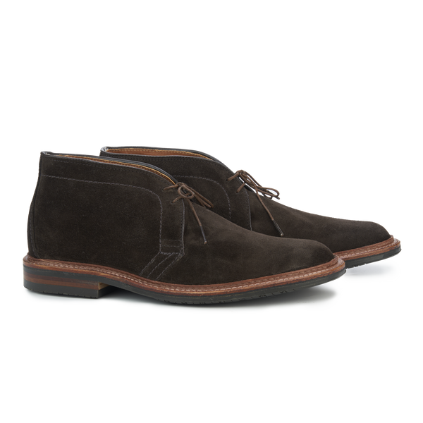Alden Chukka Boot in Dark Chocolate Suede with Rubber Sole
