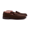 Alden Unlined Handsewn Penny Loafer in Dark Brown Suede with Flex Welt Leather Sole