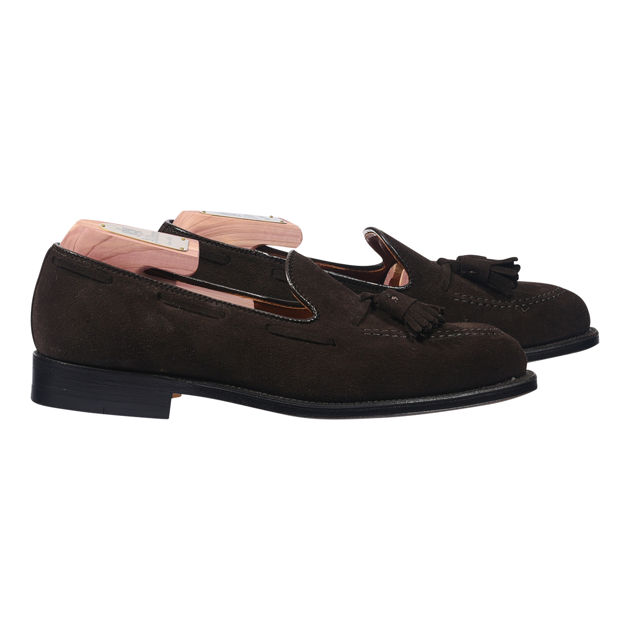 Alden Tassel Loafer in Mocha Kid Suede with Single Oak Leather Sole