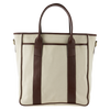 Frank Clegg Commuter Tote in Ivory Canvas and Chestnut Leather Trim