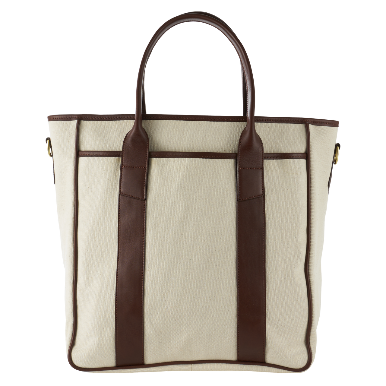 Frank Clegg Commuter Tote in Ivory Canvas and Chestnut Leather Trim