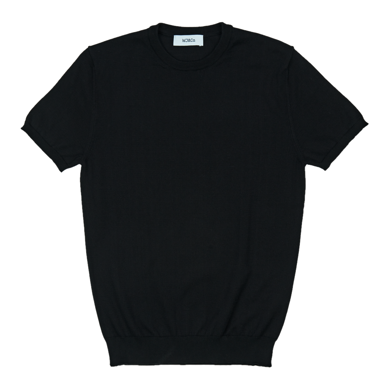 WJ & Co. Round Neck Tee in Black Knitted Cotton