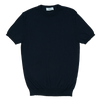 WJ & Co. Round Neck Tee in Navy Knitted Cotton