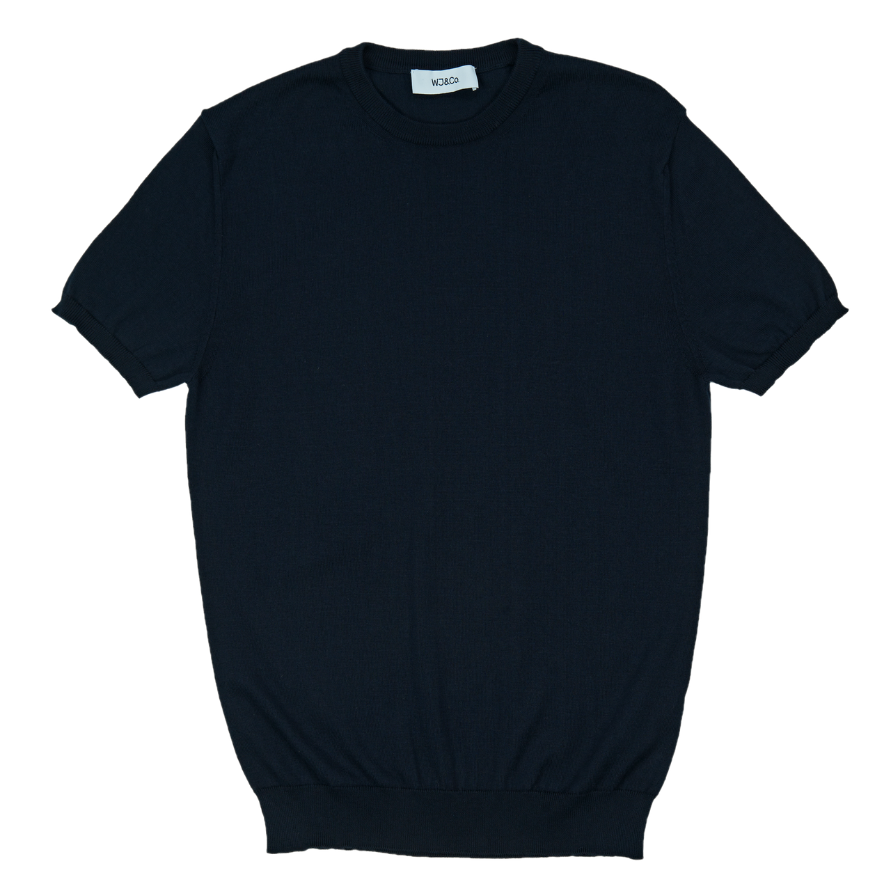 WJ & Co. Round Neck Tee in Navy Knitted Cotton