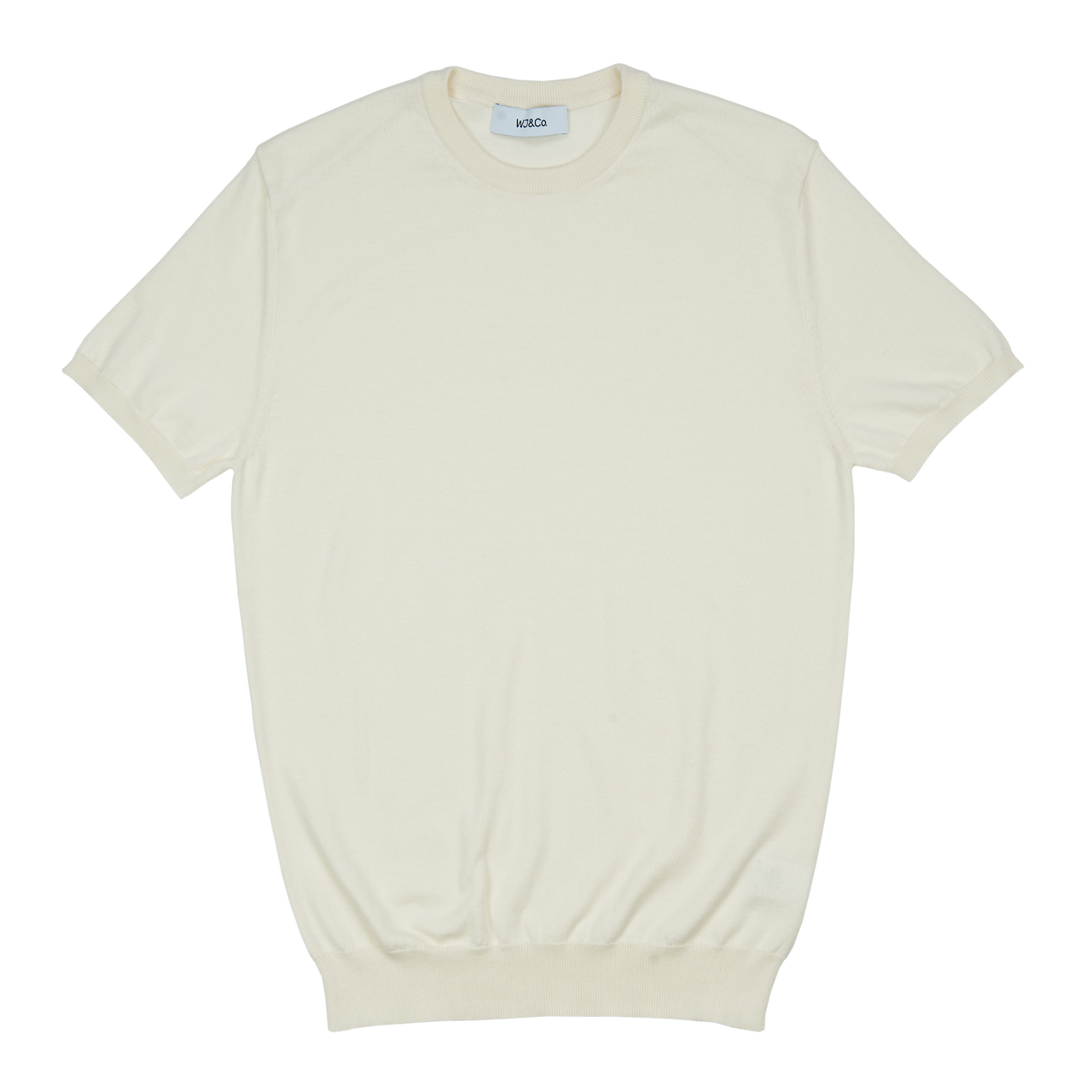 WJ & Co. Round Neck Tee in White Knitted Cotton