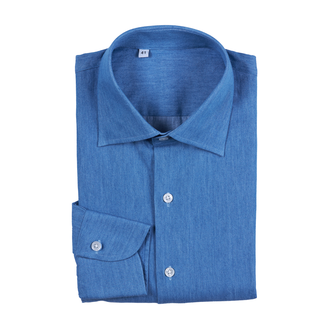 P. Johnson Shirt in Indigo Cotton Denim with Spread Collar