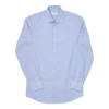 P. Johnson Shirt in Blue and White Bengal Stripe Cotton Twill with Spread Collar