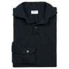 P. Johnson Polo in Navy Cotton Jersey with Cutaway Collar