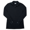 P. Johnson Polo in Navy Cotton Jersey with Cutaway Collar